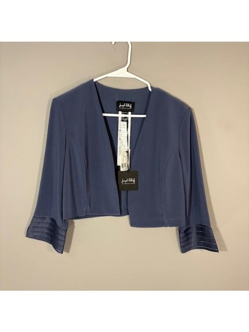 Joseph Ribkoff Jacket Womens 6 Blue Signature Bolero Open Front 3/4 Sleeve